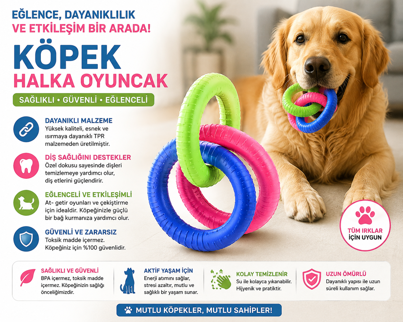 Dog Life Köpek Diş Kaşıma Halka Oyuncak