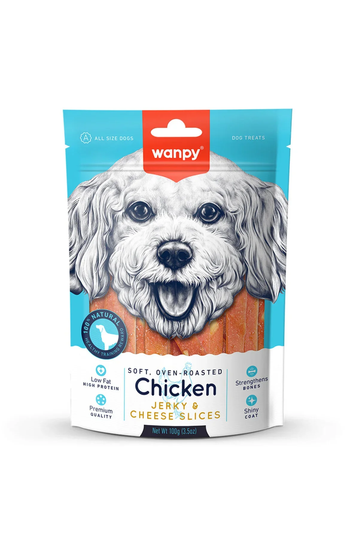 Wanpy Chicken Jerky Cheese Slices Köpek Ödül 100 Gr