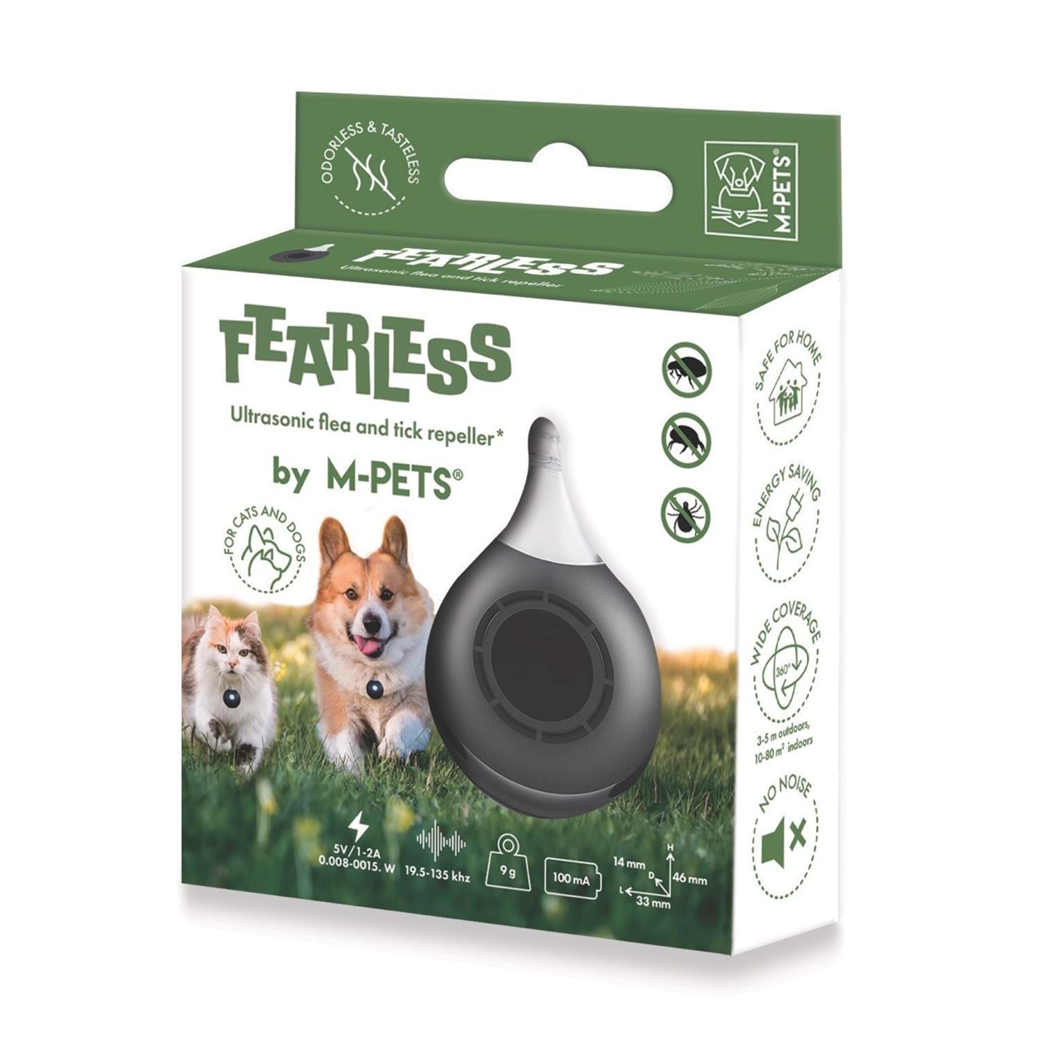 M-Pets Fearliess Ultrasonic Pire ve Kene Kovucu Siyah USB Şarjlı