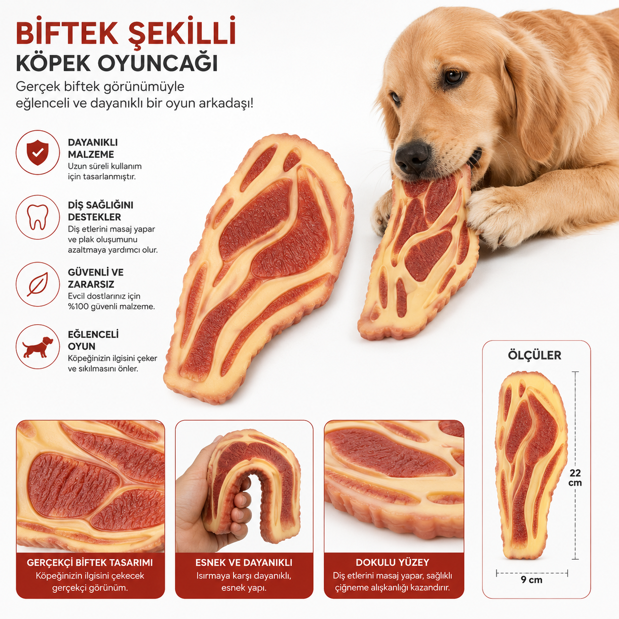 Plastik Biftek Köpek Oyuncağı