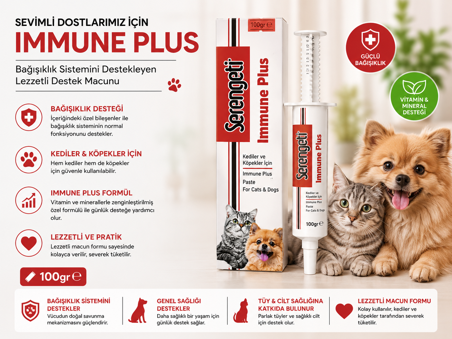 Kedi Köpek Immune Plus Bağışıklık Destek Macunu 100 gr