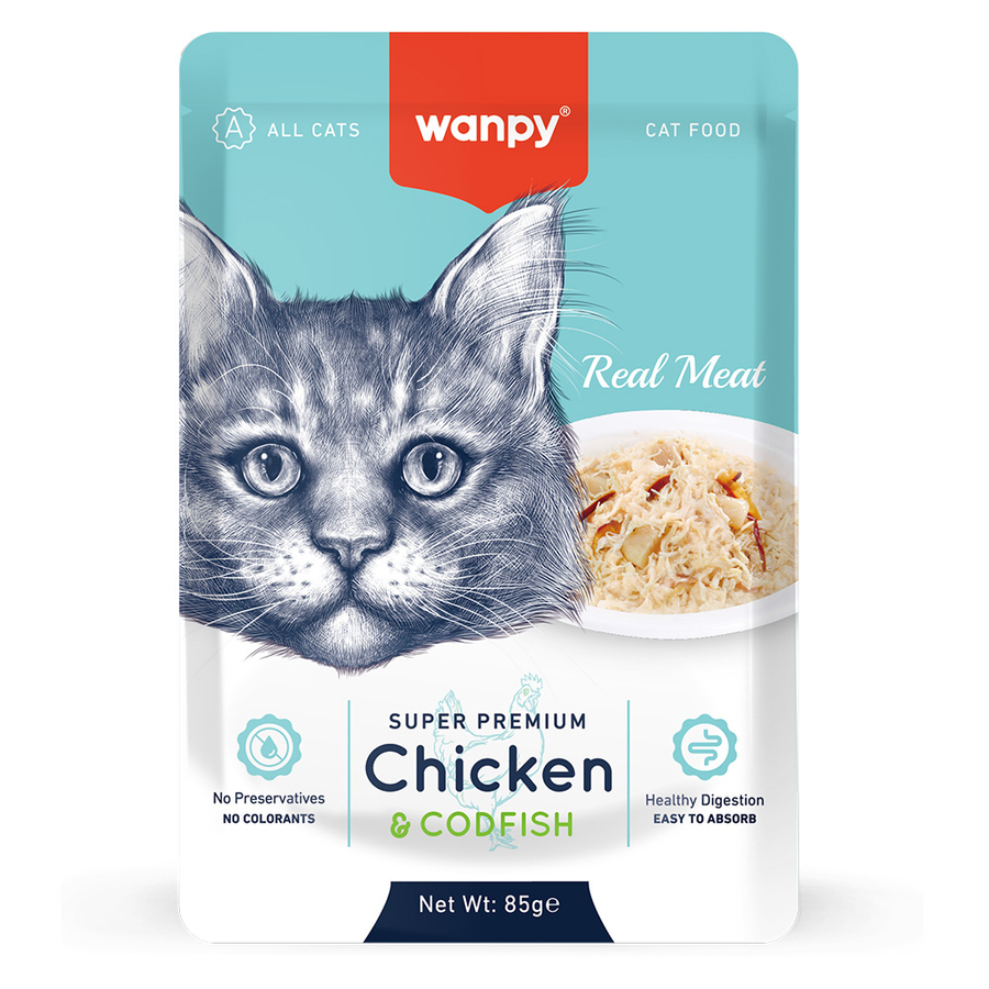 Wanpy Kedi Pouch Tavuk & Morina Balık 85...
