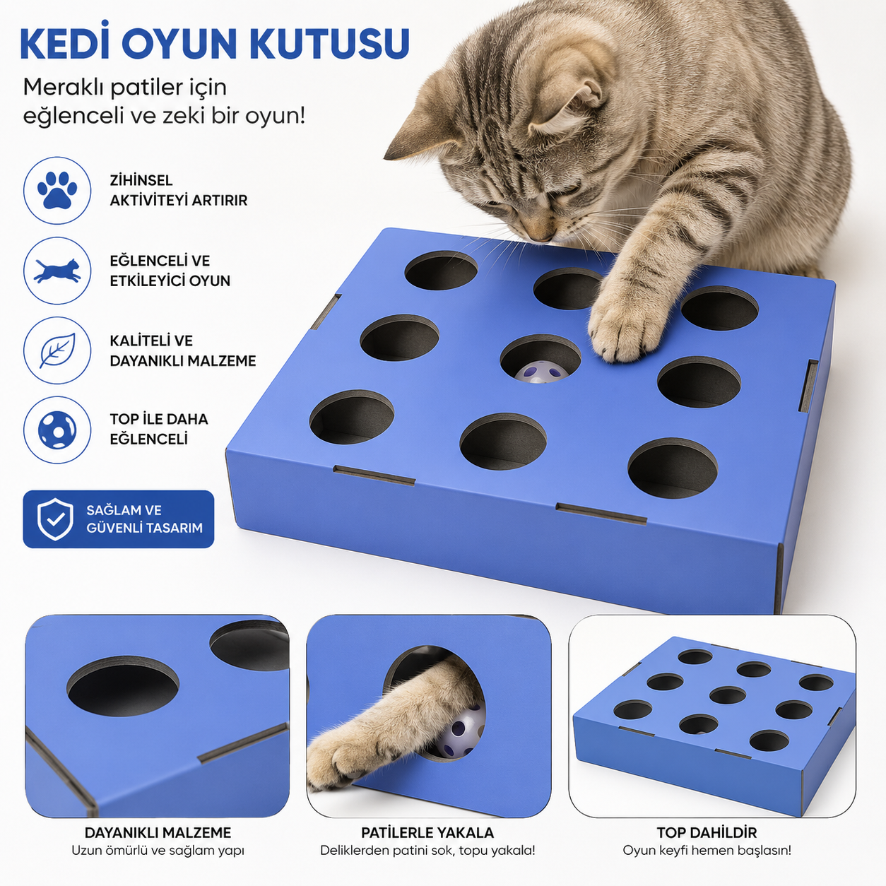 Kedi oyun Kutusu Ahşap Tasarım