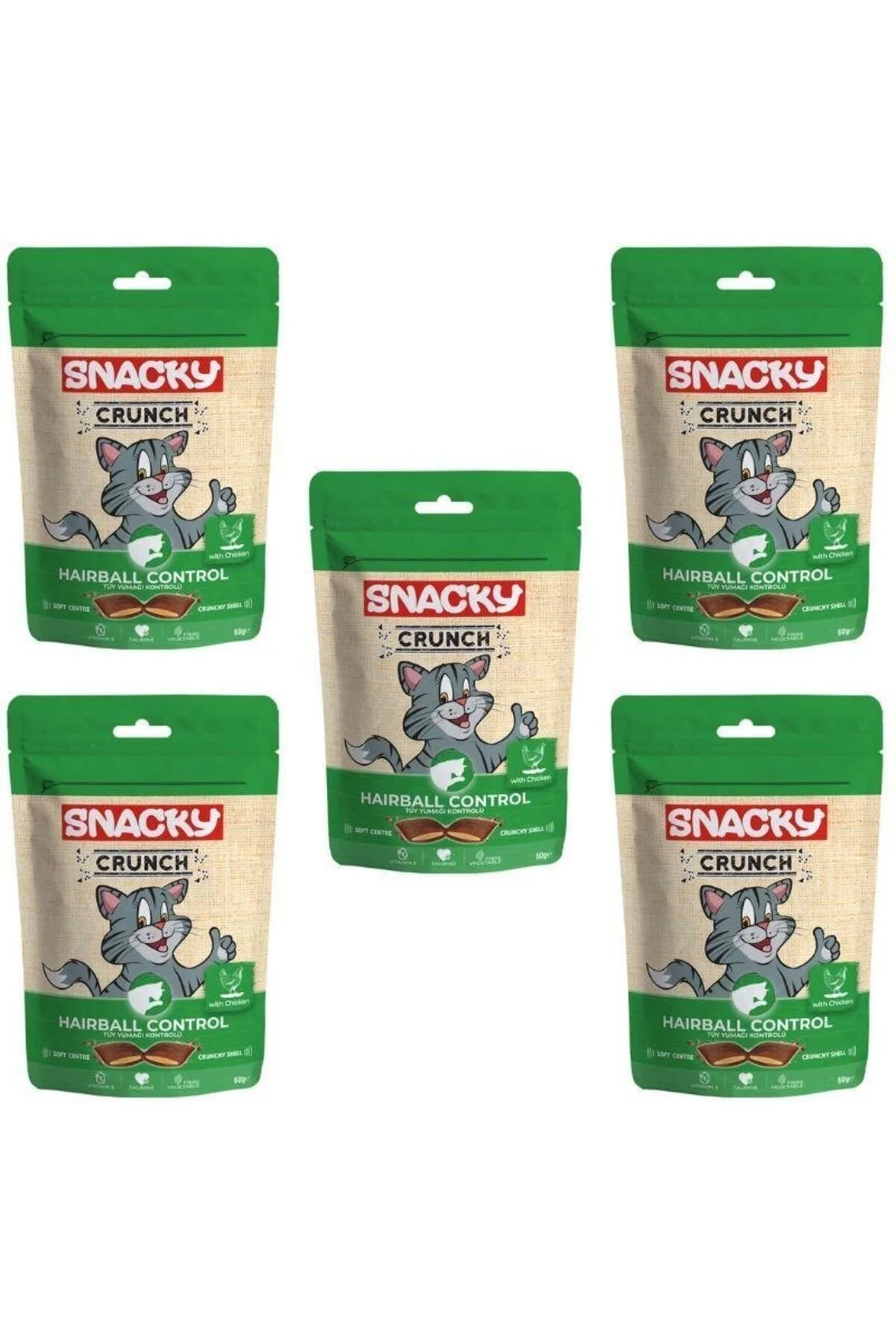 Snacky Crunchy Kedi Ödül Kraker Hairball Control Tavuklu x 5
