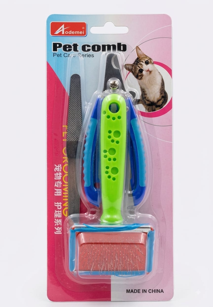 Baron Pet Kedi Köpek Tarak Tırnak Makası Törpü 3 Lü Set