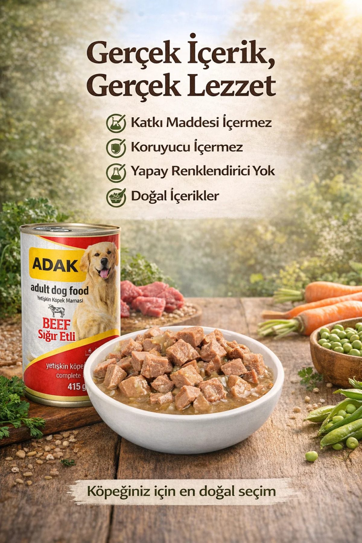 Adak Köpek Konserve Mama 415 Gr Sığıt Etli Beef