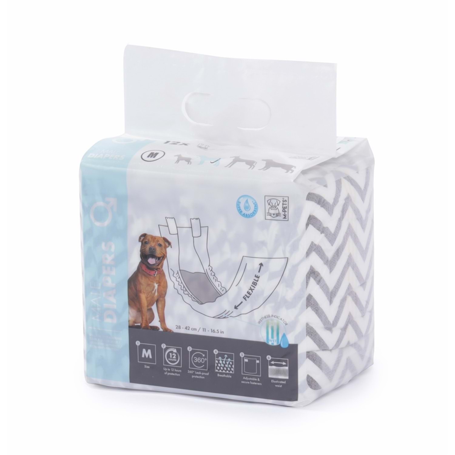 M-Pets Diapers Erkek Köpekler İçin Külot M Boy 12 li