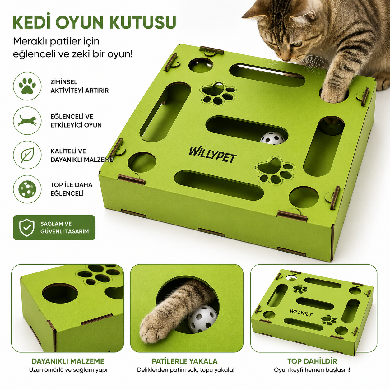 Kedi Oyun Kutusu Ahşap Tasarım