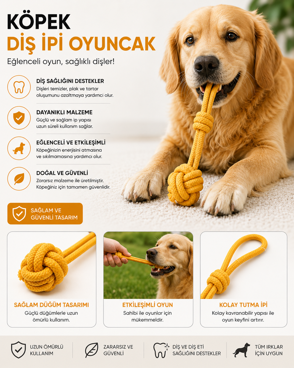 Köpek Diş İpi Düğümlü