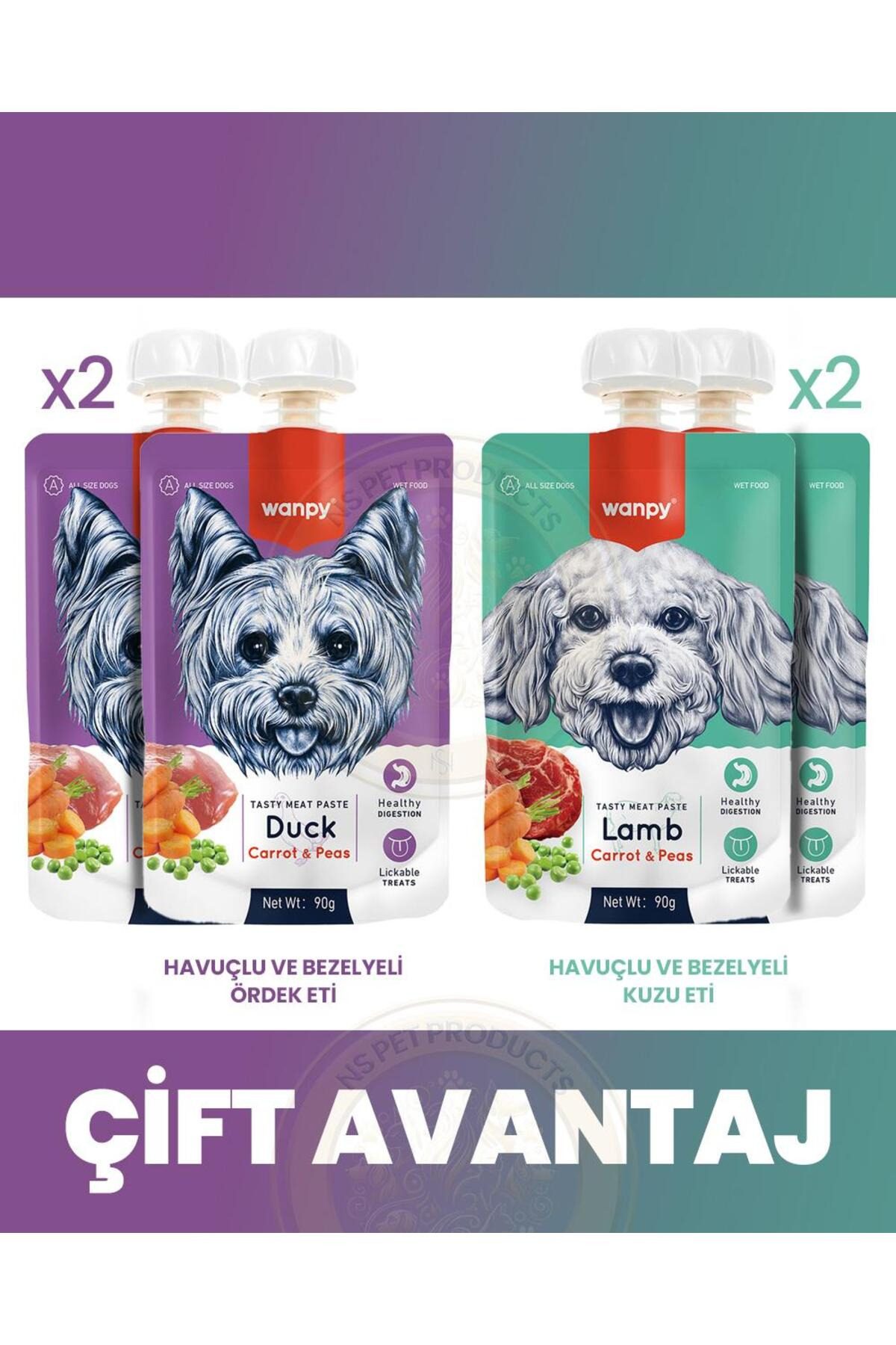 Wanpy Köpek Et Ezme Ördek ve Kuzu X 4