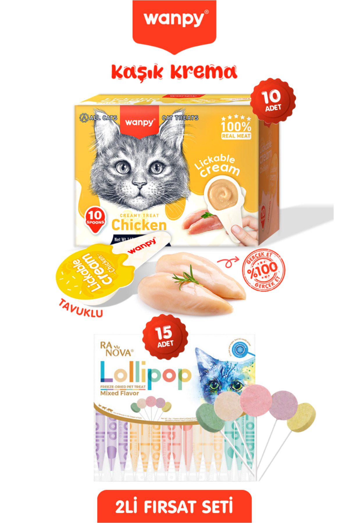 Wanpy Keli Lolipop 15 li & Tavuklu Kaşık Ödül