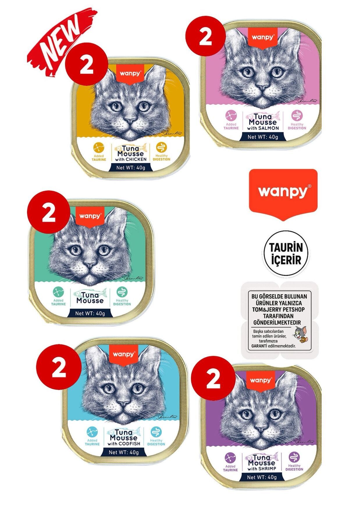 Wanpy Alutray Kedi Konserve 5 Çeşit X 10