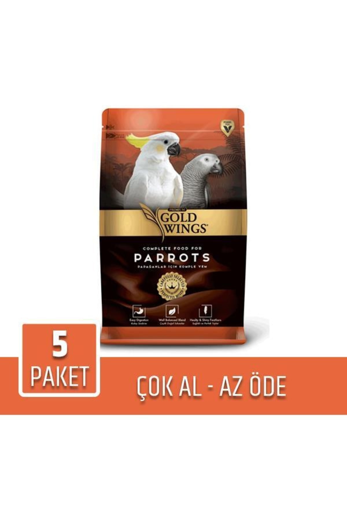 Gold Wings Premium Papağan Yemi 1 Kg X 5