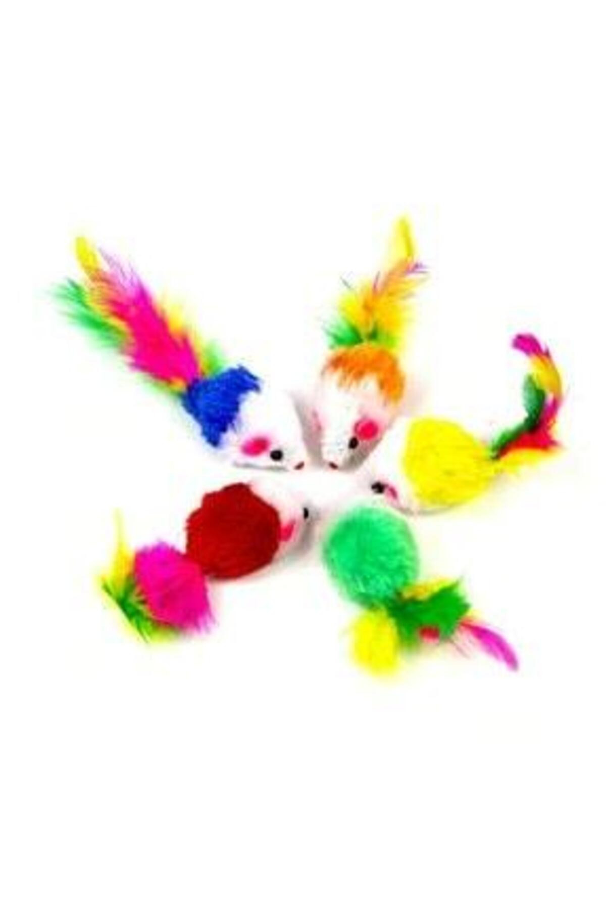 Baron Pet Renkli Tüylü Peluş Fare Kedi Oyuncağı 4 lü Set