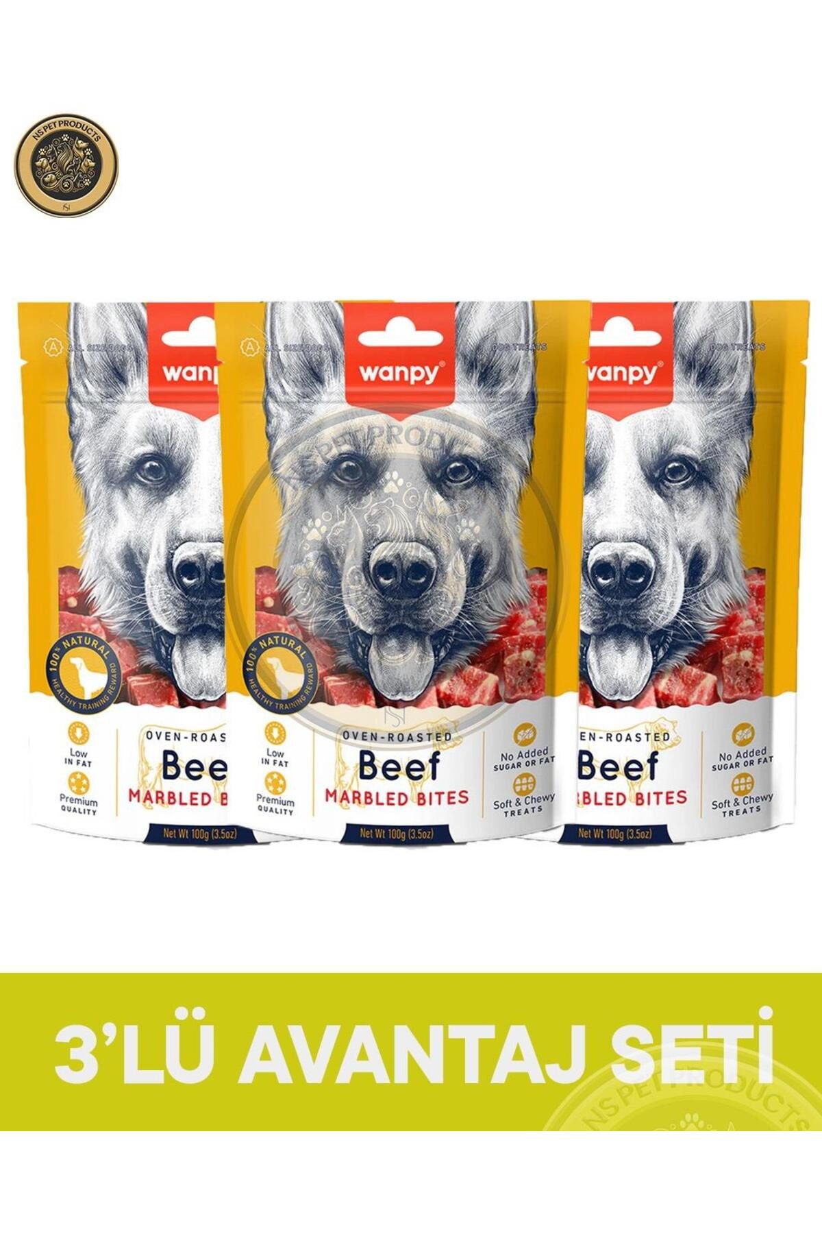 Wanpy Beef Marbled Bites Köpek Ödülü 100 Gr X 3