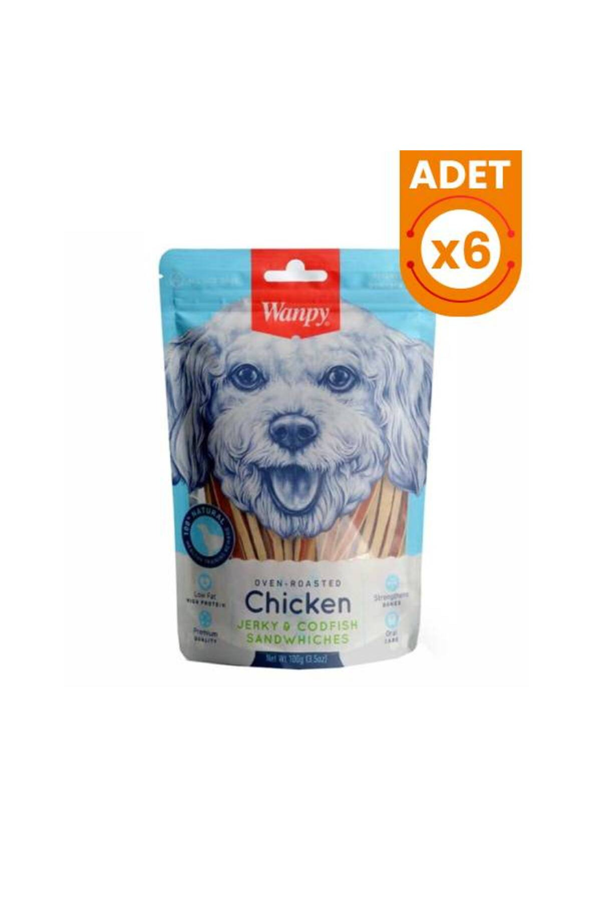 Wanpy Chicken Jerky Codfish Sandwiches Köpek Ödülü 100 Gr X 6