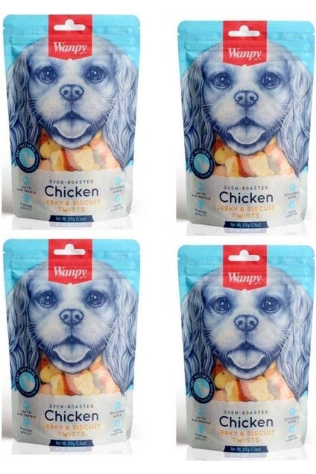 Wanpy Chicken Jerky Biscuit Twists Köpek Ödülü 100 Gr X 4