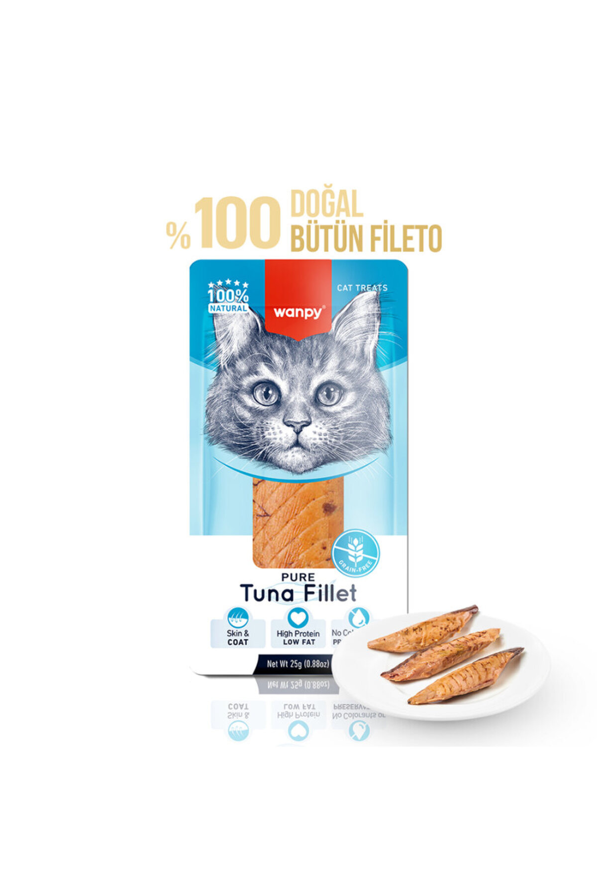 Wanpy Ton Balığı Fileto 25g Kedi Ödülü 6 lı Set