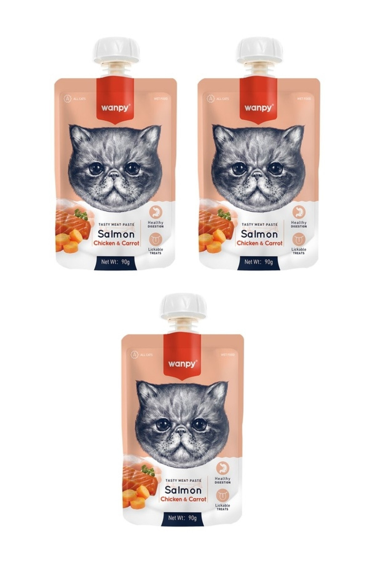 Wanpy Somon Tavuk Kedi Et Ezmesi 90 Gr X 3