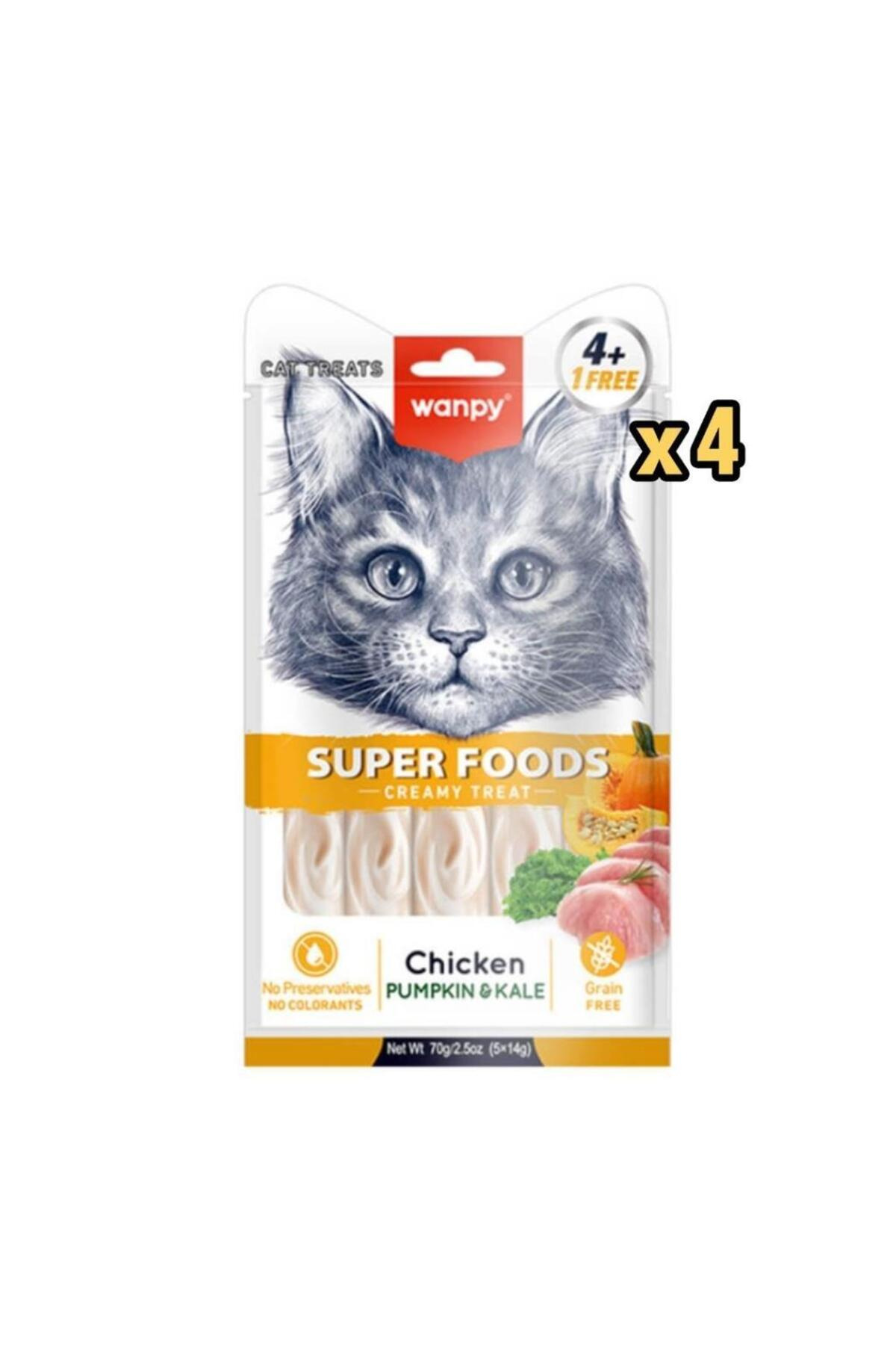 Wanpy Superfood Balkabak Karalahana Kedi Krema Ödül 5 li X 4