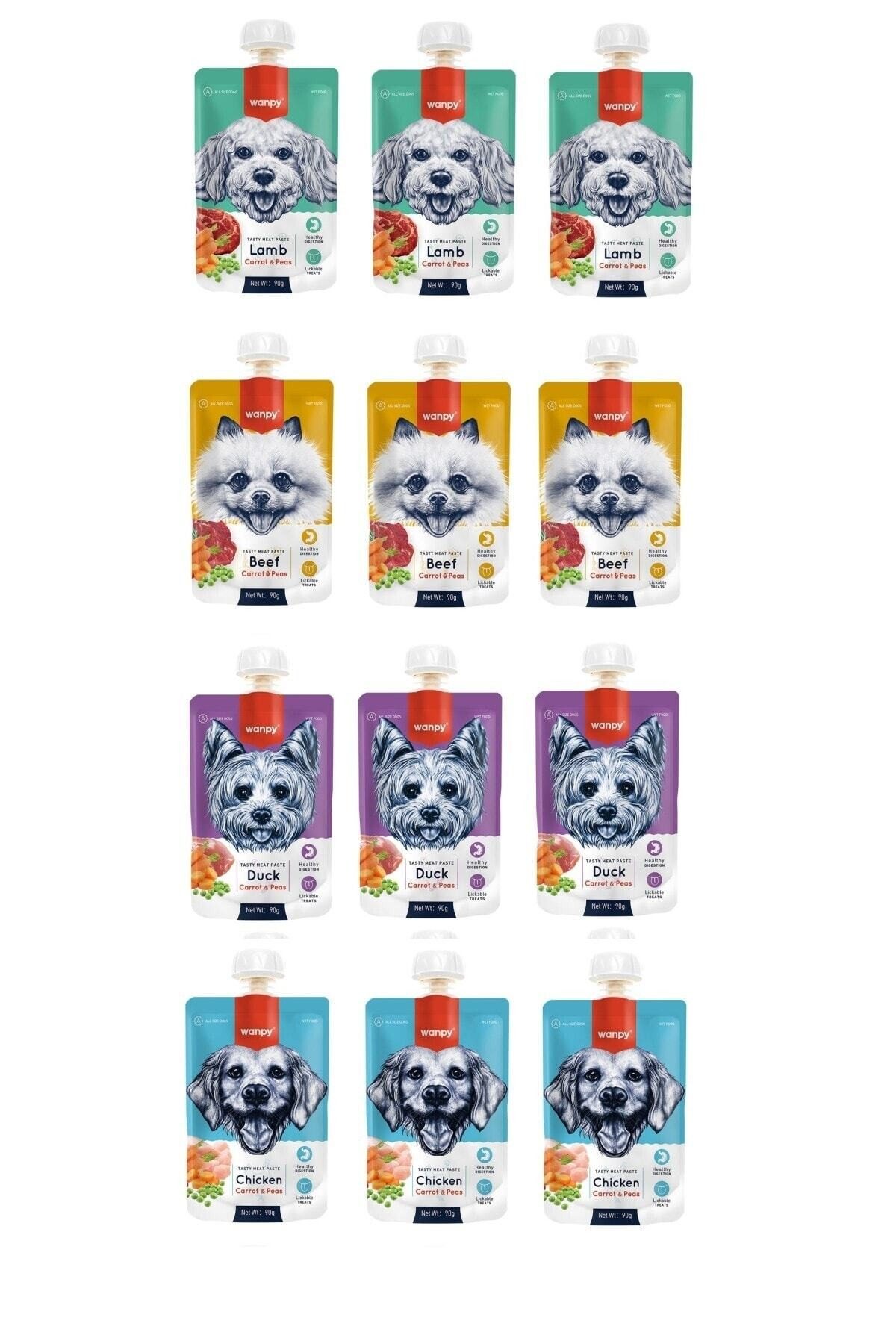 Wanpy  Taze Köpek Et Ezmesi 4 Çeşit Karma 90 Gr. X 12 Adet