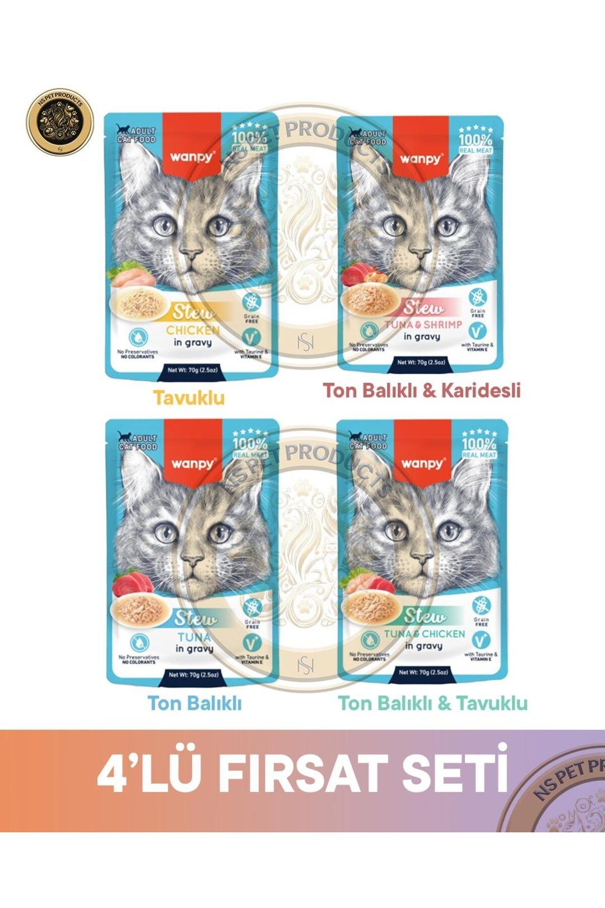 Wanpy Kedi Pouch 85 Gr X 4 Çeşit