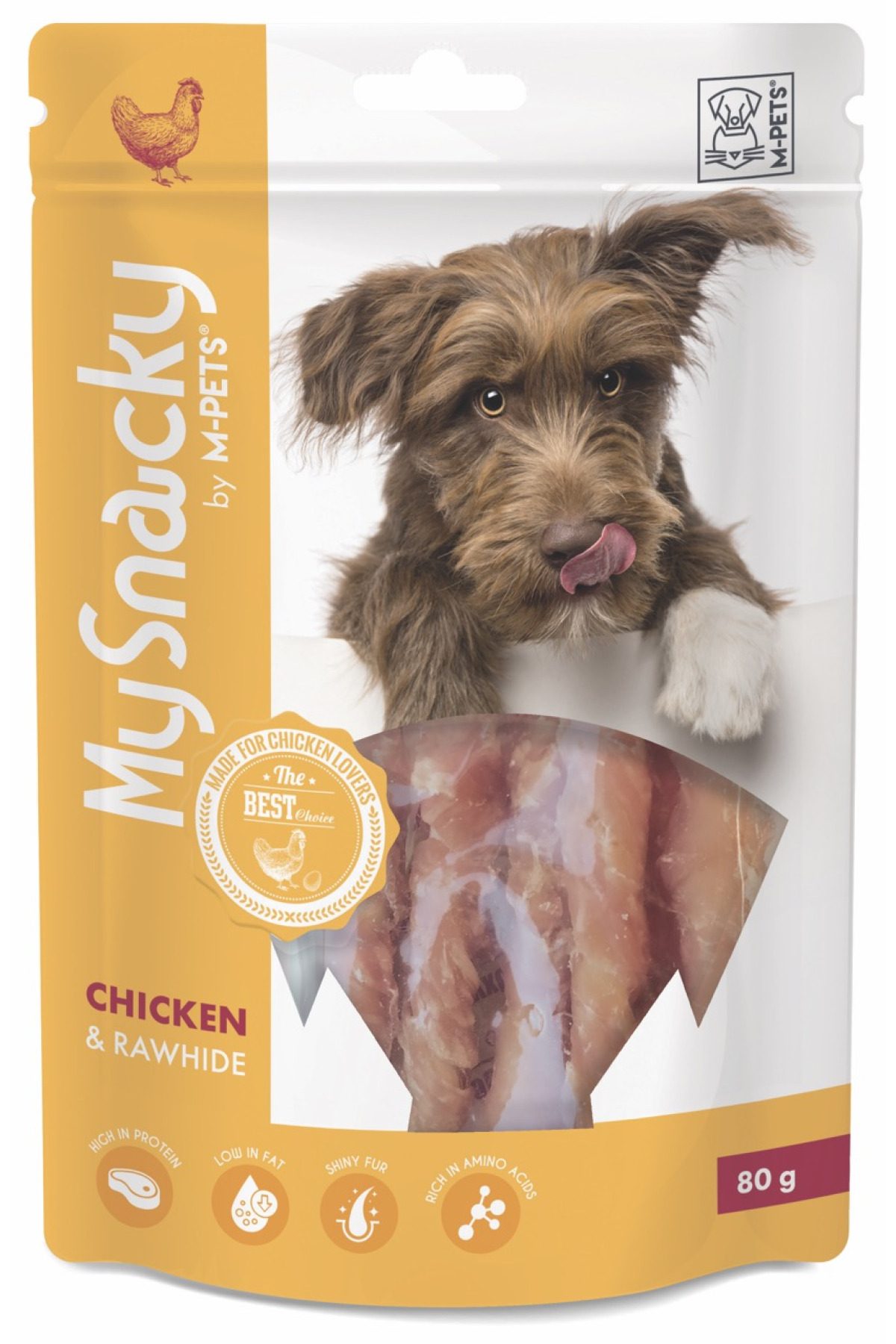 M-Pets My Snacky Chicken & Rawhide Tavuk Sargılı Deri Köpek Ödülü 80 Gr