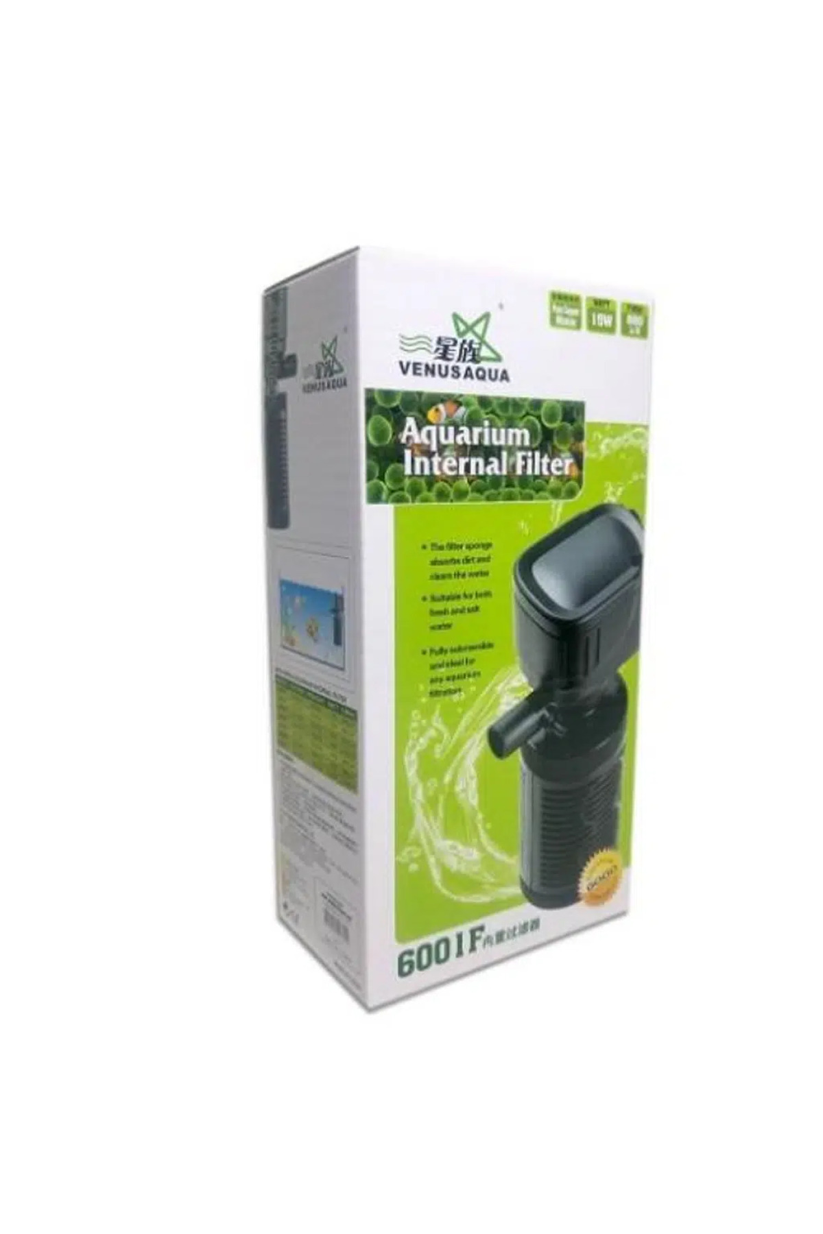 Venus Aqua 6001F Akvaryum İç Filtresi 880 Lt/Saat Biyolojik Süngerli Tatlı Tuzlu Su