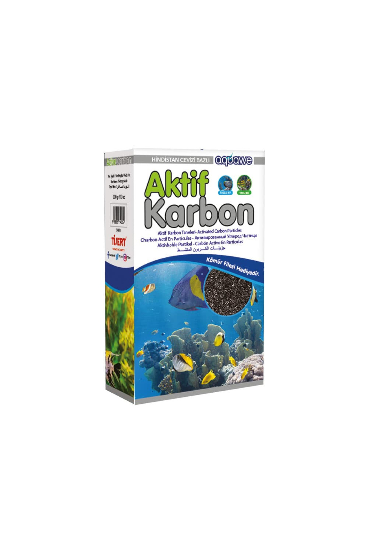 Aquawe Akvaryum Aktif Karbon Filtre Malzemesi 300 Gr Su Berraklaştırıcı Koku Giderici
